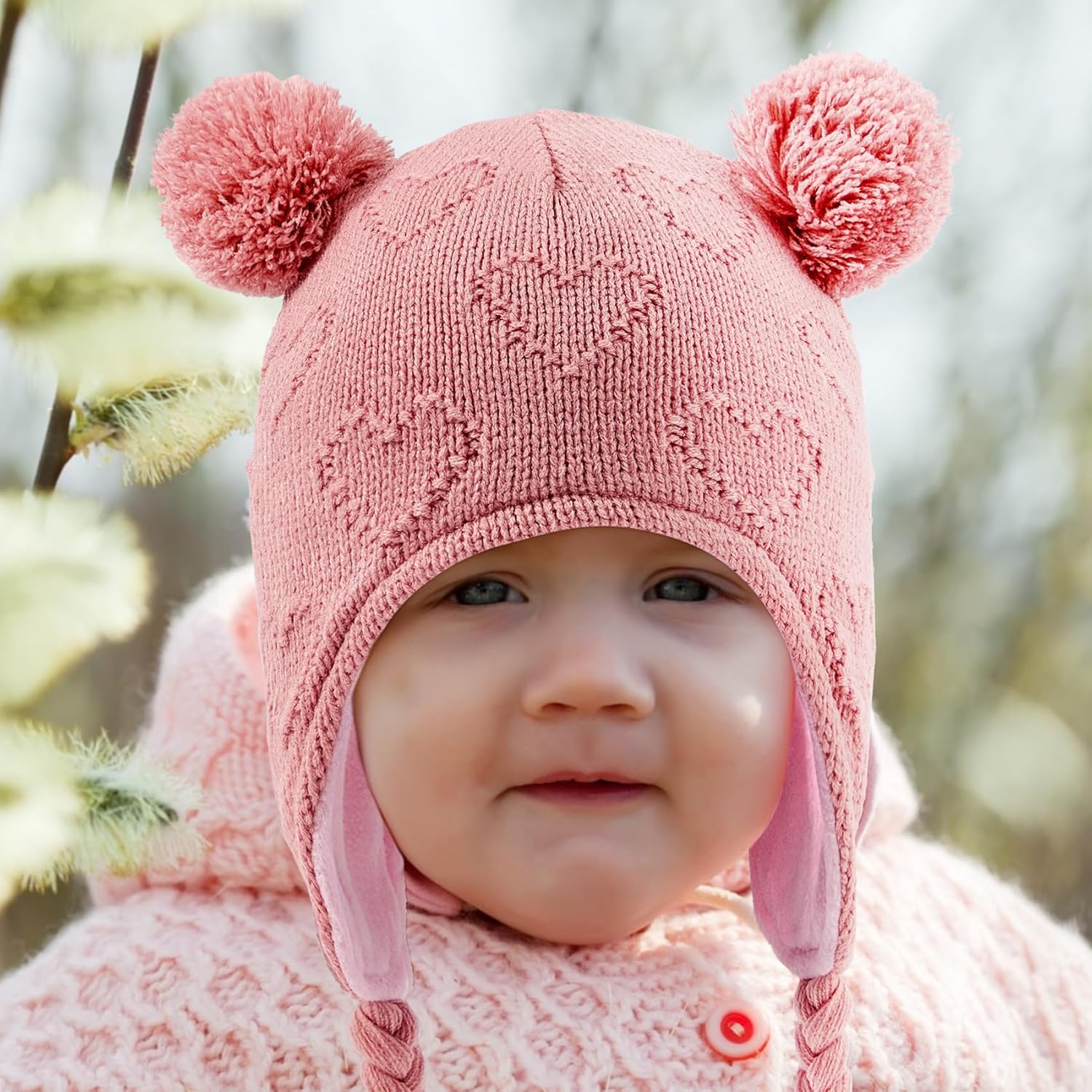 Durio Baby Winter Hat with Cute Pom Pom Earflap Warm Fleece Lining Baby Beanie for 6-24 Months Infant Toddler Boys and Girls - Image 6