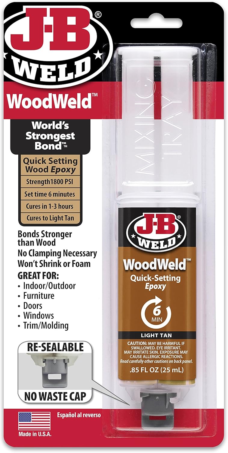 J-B Weld 50151 WoodWeld Epoxy Syringe - Light Tan -.85 fl. oz.: Automotive