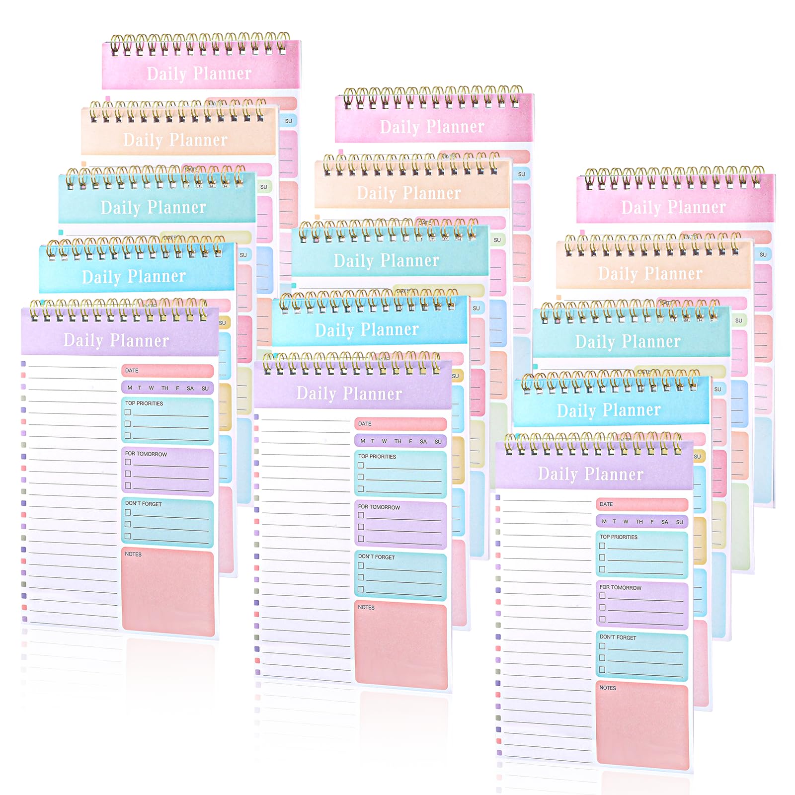 Photo 1 of 15 Pcs To Do List Notepad, 7.9 x 5 Inch Daily Planner Notebook Undated Spiral Checklist for Office Work Planning Organization, Multicolor