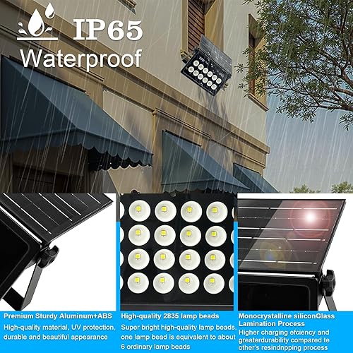 Miniatura 5 de Luces solares de seguridad de 50 W, luces de inundación solares, luces solares impermeables para exteriores, luces de seguridad alimentadas por