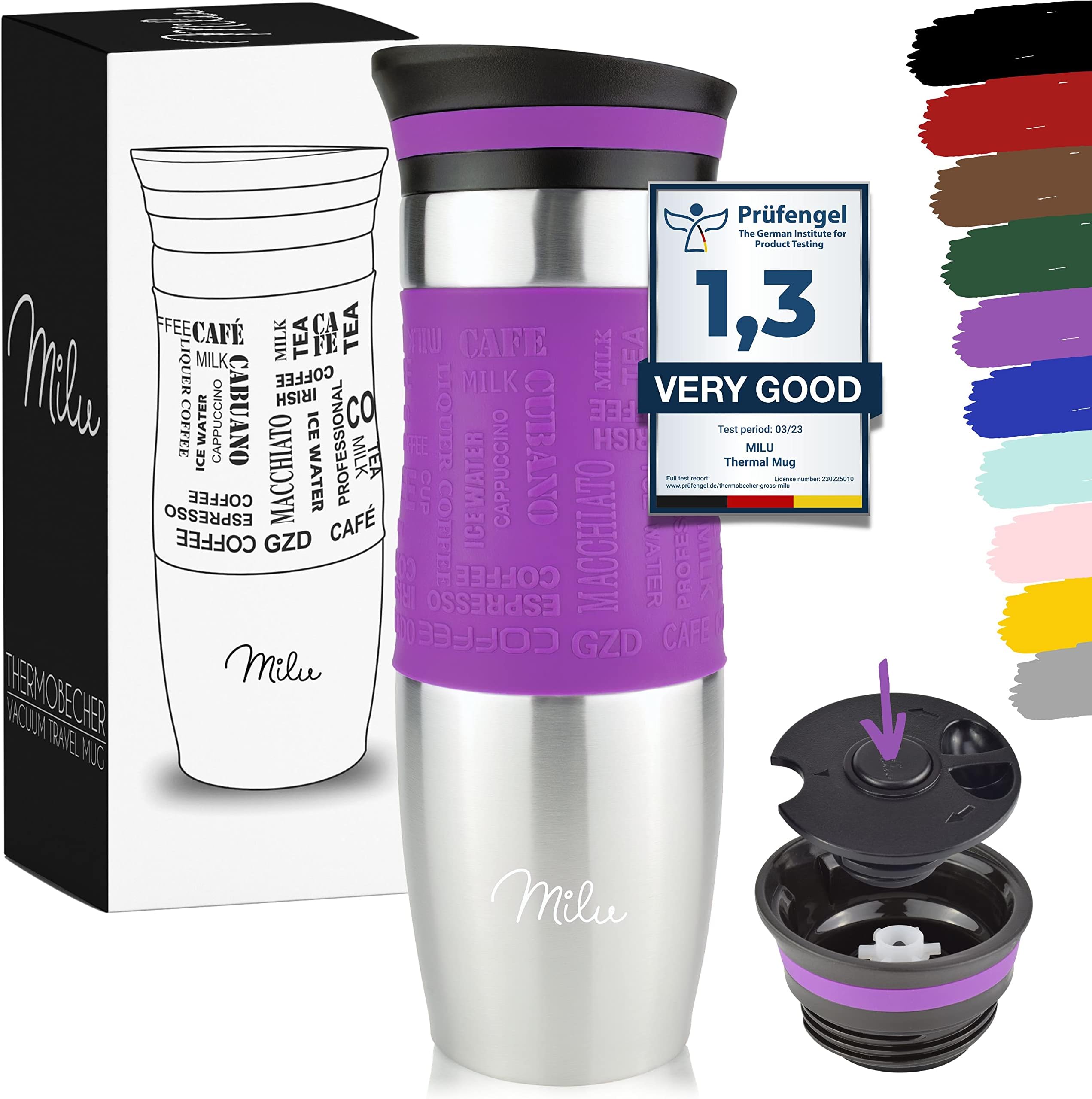 Milu Thermo Mug 370ml 450ml Insulated Mug Coffee Mug to go 100 Leak