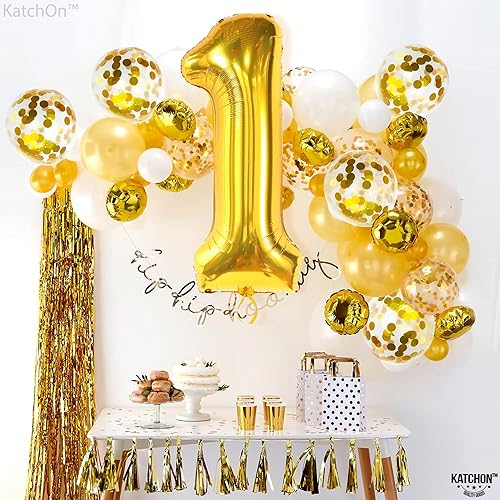 Miniatura 6 de KatchOn - Globos dorados en forma de números con látex, set de 0 a 9, varios tipos