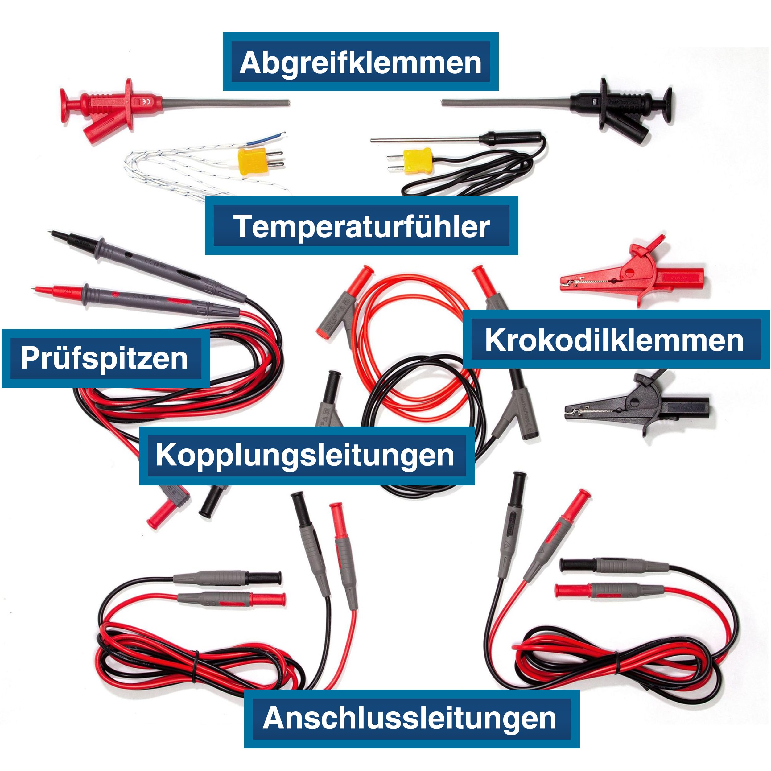 Peak Tech P 8200 – Messzubehör Set für DigitalMultimeter - Messspitzen & Krokodilklemmen mit Kabel, Messleitungen für Multimeter