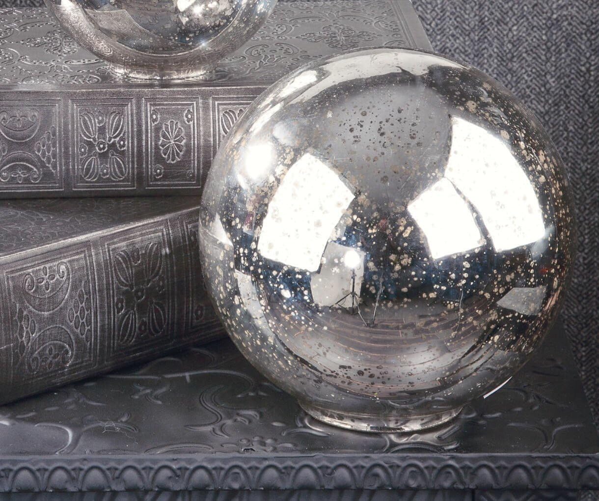 Tripar Mercury Glass Sphere, Silver