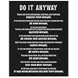 Inspirational Office Decor 11x14 - Do It Anyway Quote Poster - Motivational Wall Art, Black Positive Affirmation Wall Decor for Men Women - Home Office Entrepreneur Gifts - Minimalist Typography Print