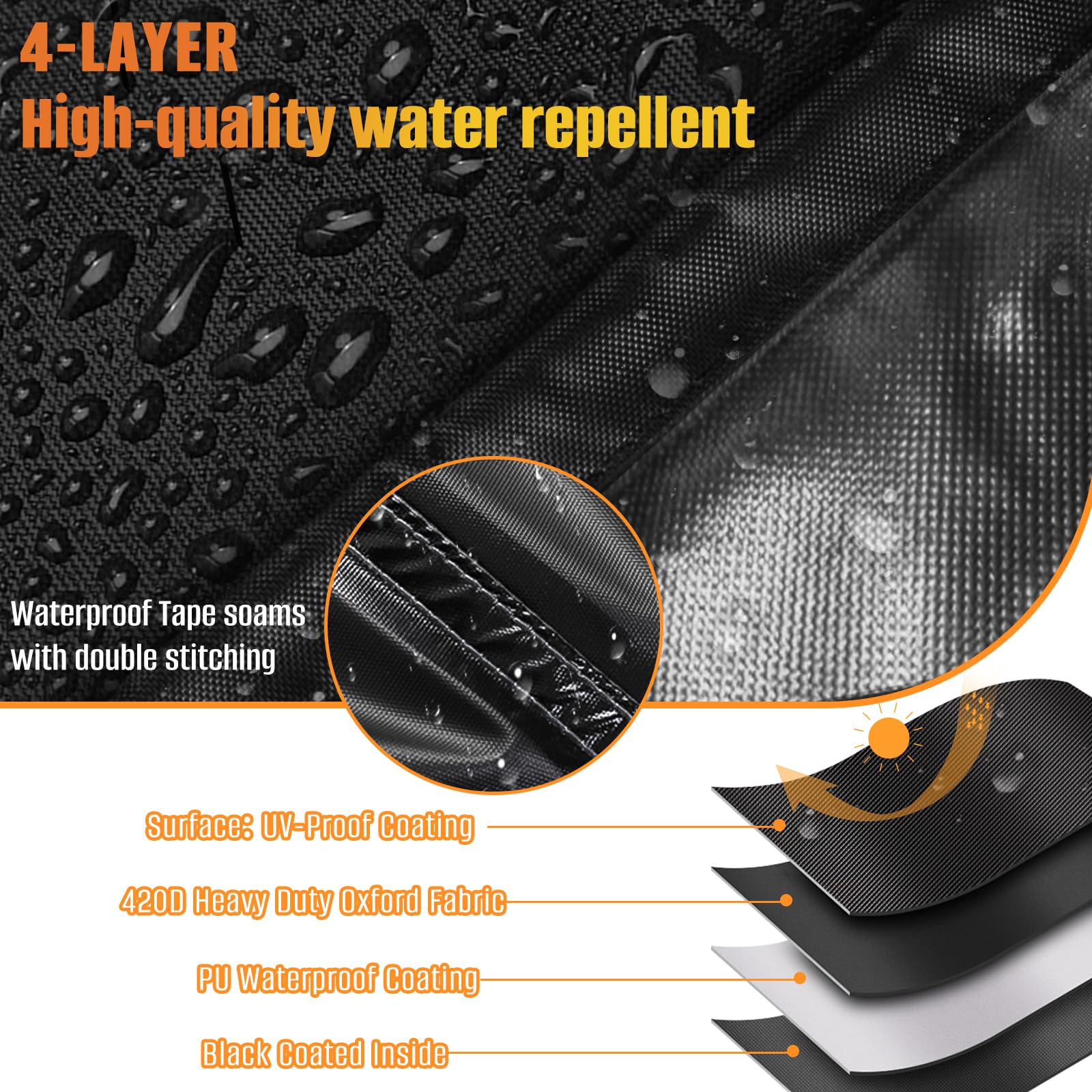 Kovshuiwe 135x135x74cm Copertura Tavolo Giardino Esterno Copertura per Mobili da Giardino Telo Copri Protettivo Quadrato per Tavolo e Sedie da Esterni Oxford Impermeabile Copertura Anti-UV Nero