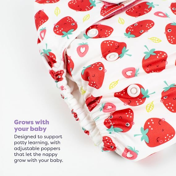 Bambino Mio, Miosolo Classic All-in-One Reusable Nappy, Eco Chemical Free Nappy (Strawberry Cream, One Size)