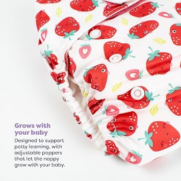 Bambino Mio, Miosolo Classic All-in-One Reusable Nappy, Eco Chemical Free Nappy (Strawberry Cream, One Size)