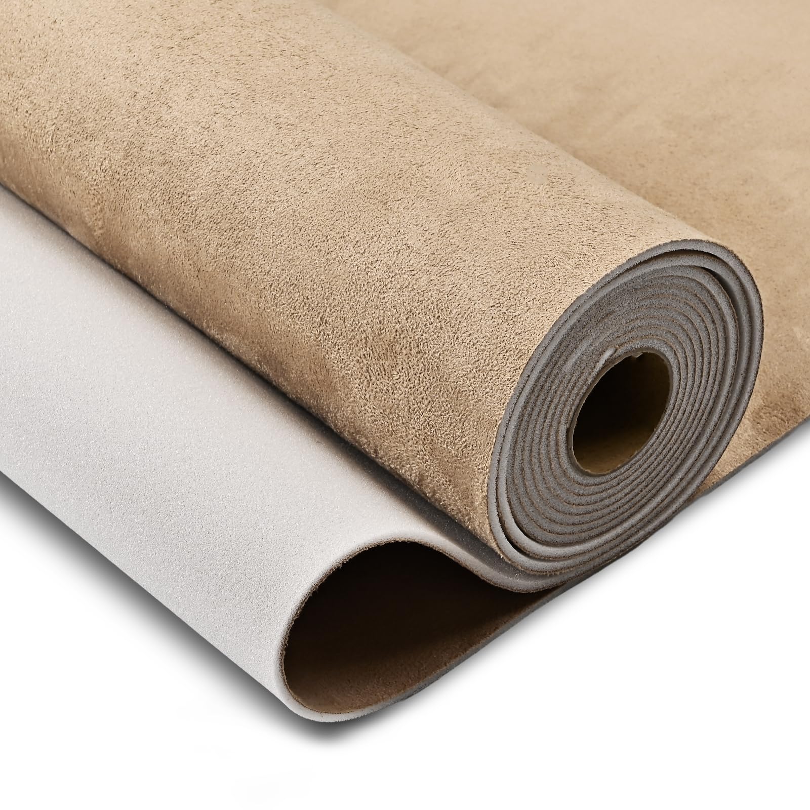 Suede Auto Headliner Fabric 54" L × 60" W with Foam Backing - Beige Interior Replacement Material for Car/Truck/SUV/RV Roof, Tube Packaging - Home Repair/DIY Headliner Material