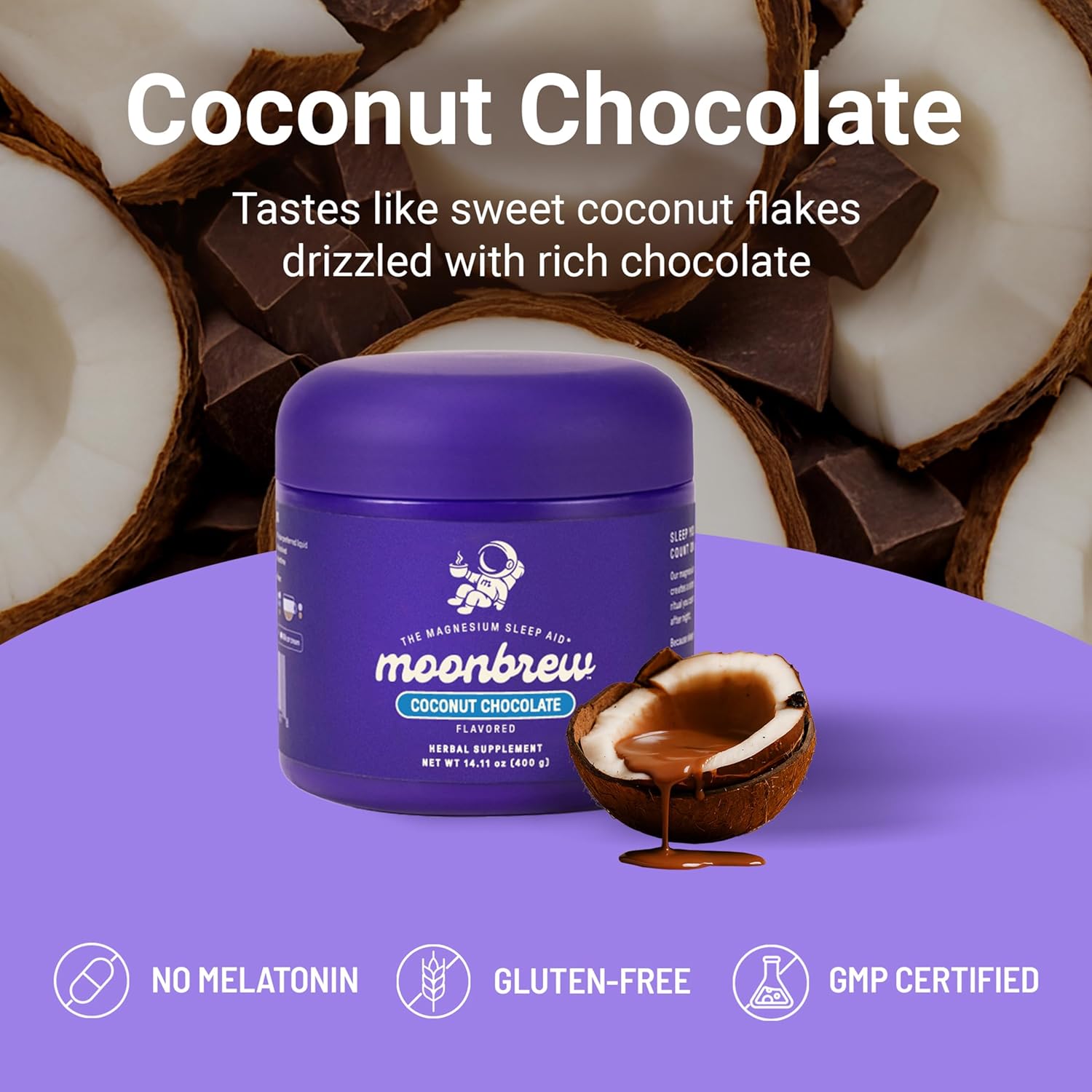 MoonBrew Sleep Aid Coconut Chocolate Drink Mix & Electric Milk Frother Bundle