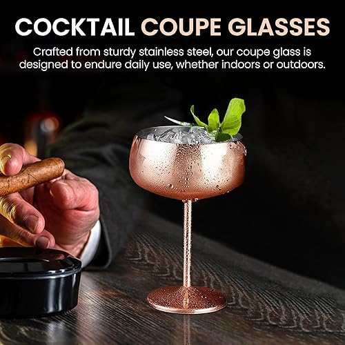 Miniatura 7 de Cocktail Coupe Glasses  Martini Glasses Set of 4  Champagne Cocktail Glasses  Moscow Mule Mugs Cups 15 Oz  Steel Copper Cups  Espresso Martini