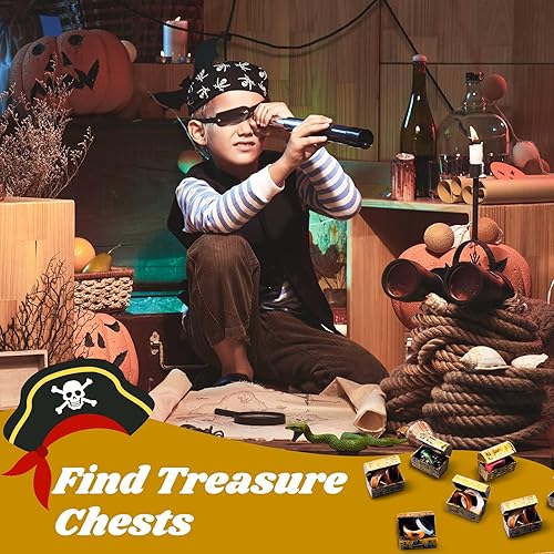 Miniatura 7 de 100 piezas de mini cofre del tesoro pirata, cofres de plástico dorado, caja de almacenamiento de joyería vintage para juego pirata, juego de