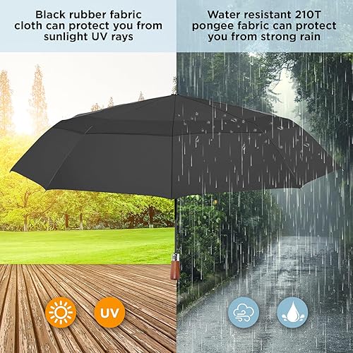 Miniatura 6 de 55 Inch Automatic Open Golf Umbrella, Oversize Windproof Waterproof Large Double Canopy Vented 10 Ribs Folding Travel Umbrella, UPF 50+ UV