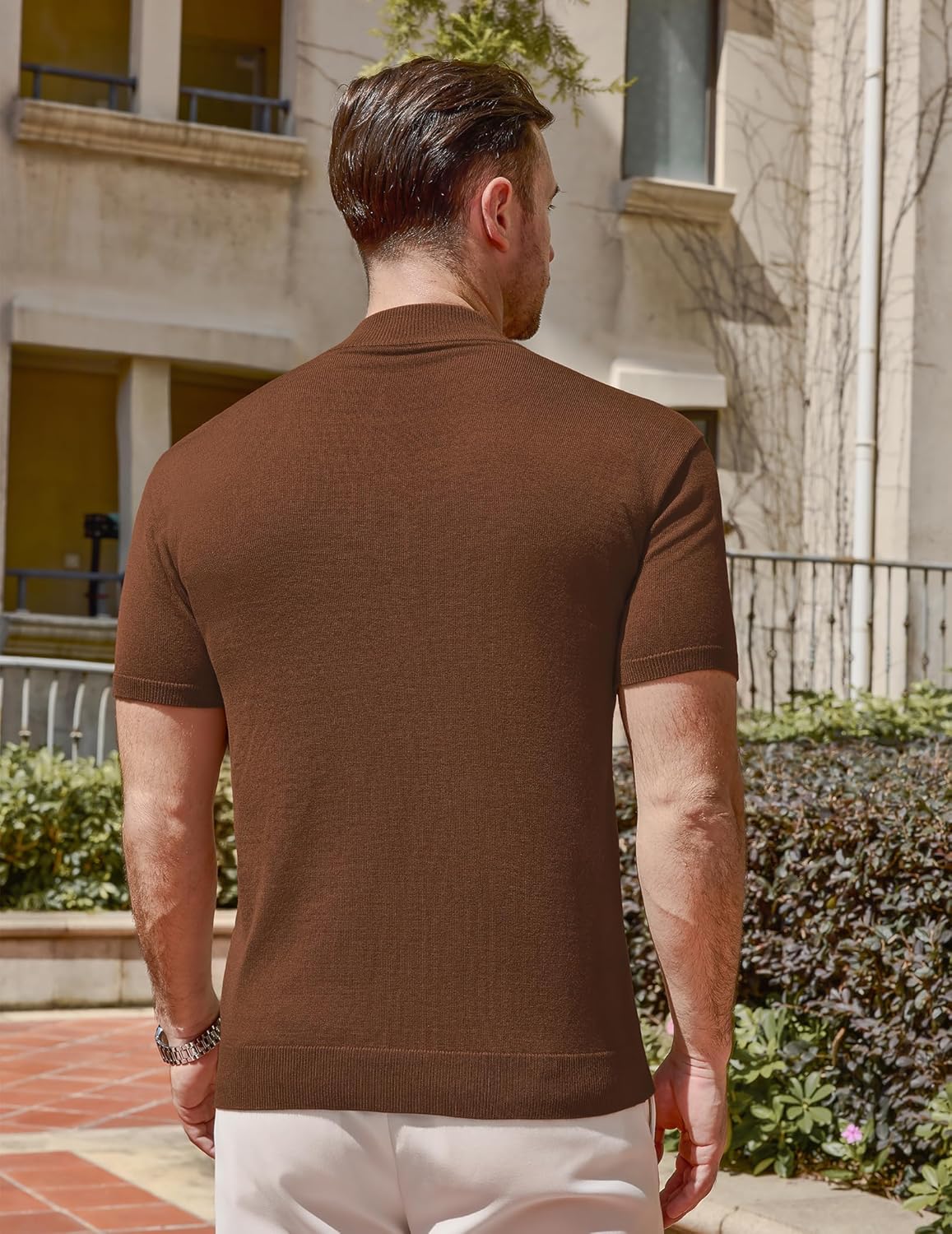 Vssjavun Men's Mock Turtleneck Sweater Short Sleeve Turtle Neck Knit Pullover Sweaters Casual Basic Tee - Image 4