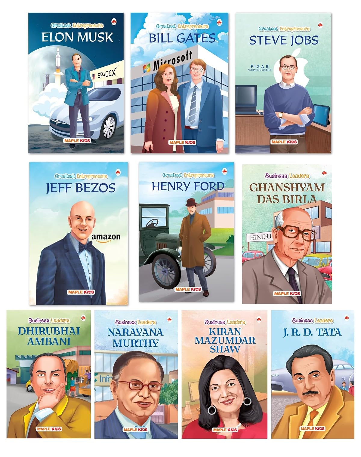 Story Books for Kids - Greatest Entrepreneurs (Set of 10 Books) (Illustrated) -