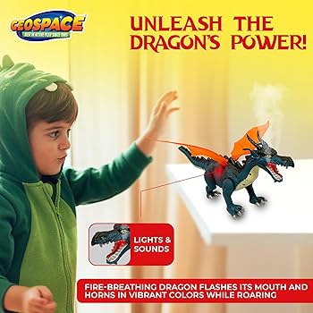 Amazon.com: Geospace New Dragon Walking Dinosaur Toy – Smoke