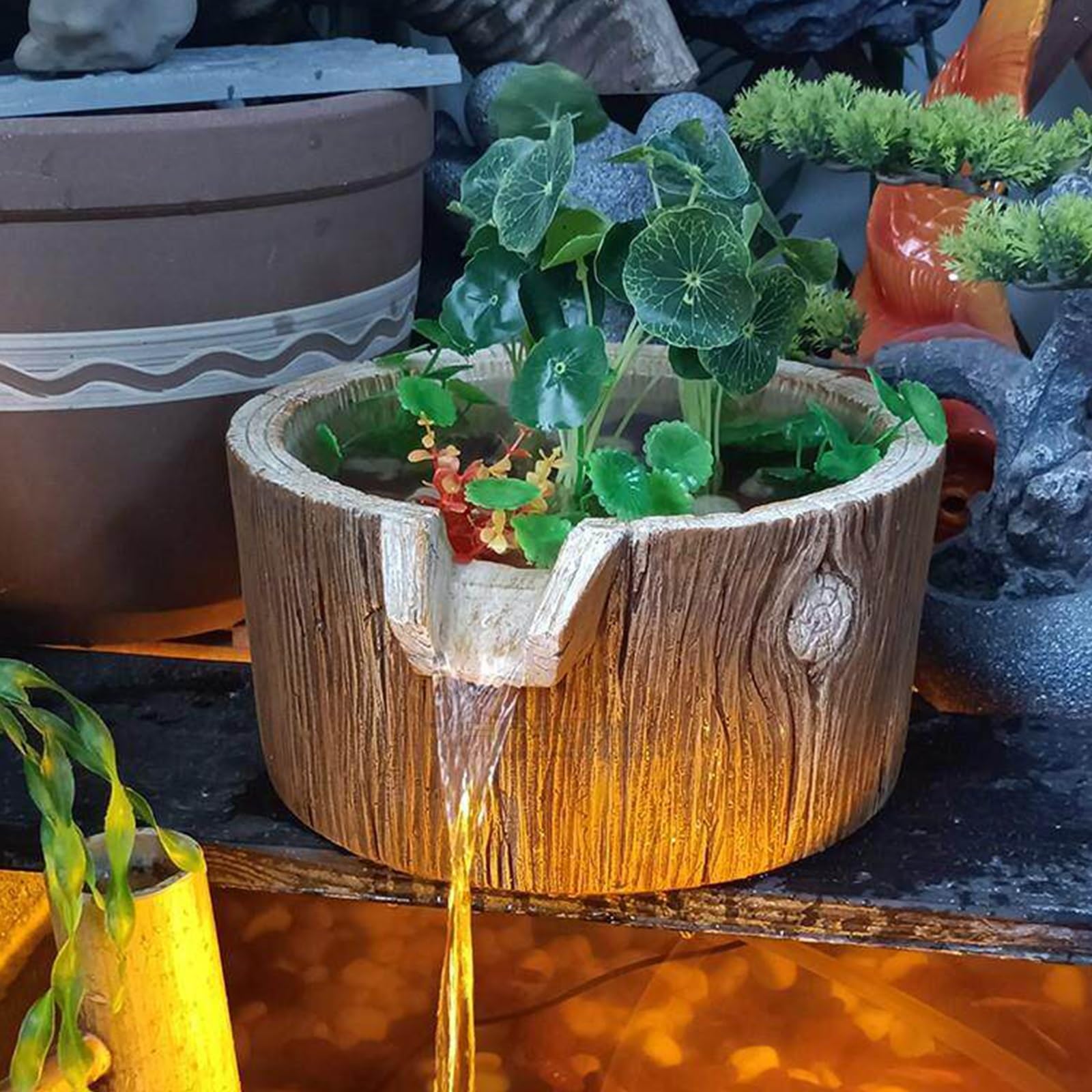 Fuentes de estanque, decoración creativa para estanques pequeños, fuente de circulación de agua suspendida para estanques koi, jardín, patio, césped y características de agua al aire libre