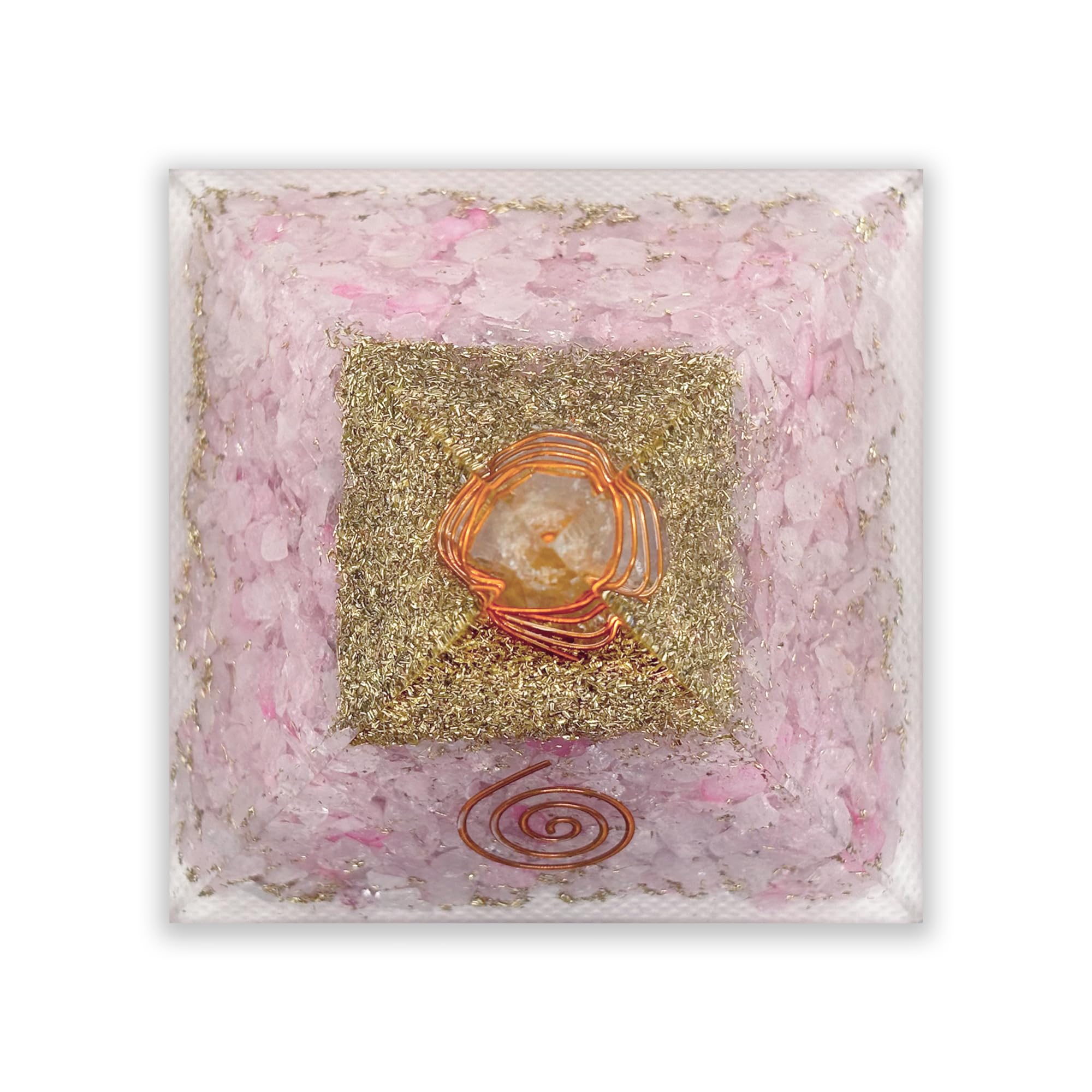 LAMARE - Pirámide de Orgonita con Cuarzo Rosa - Equilibrio Energético y Espiritualidad – Ambiente de Calma y Equilibrio – Armonía y el Bienestar – 3” (76 mm aprox.)