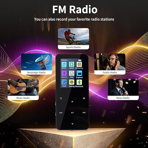 Miniatura 6 de Reproductor de MP3 de 144 GB, con Bluetooth 5.2, sonido de alta fidelidad, radio FM, grabadora de voz, libro electrónico, auriculares incluidos,