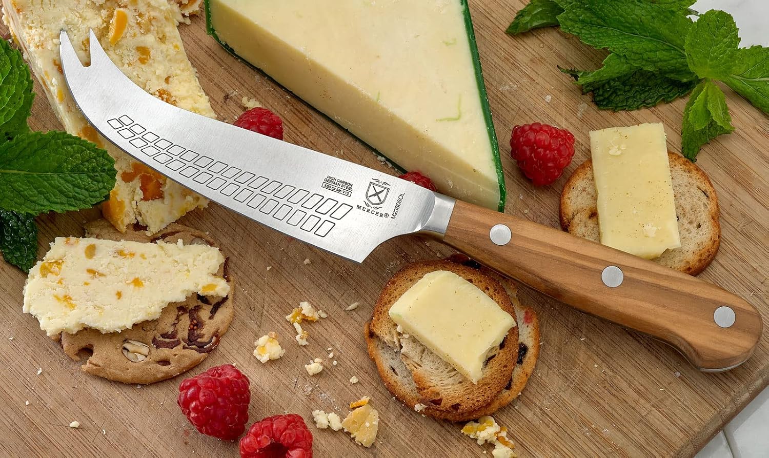 Mercer Culinary Renaissance Olive Wood Hard Cheese Knife, 4.75-Inch
