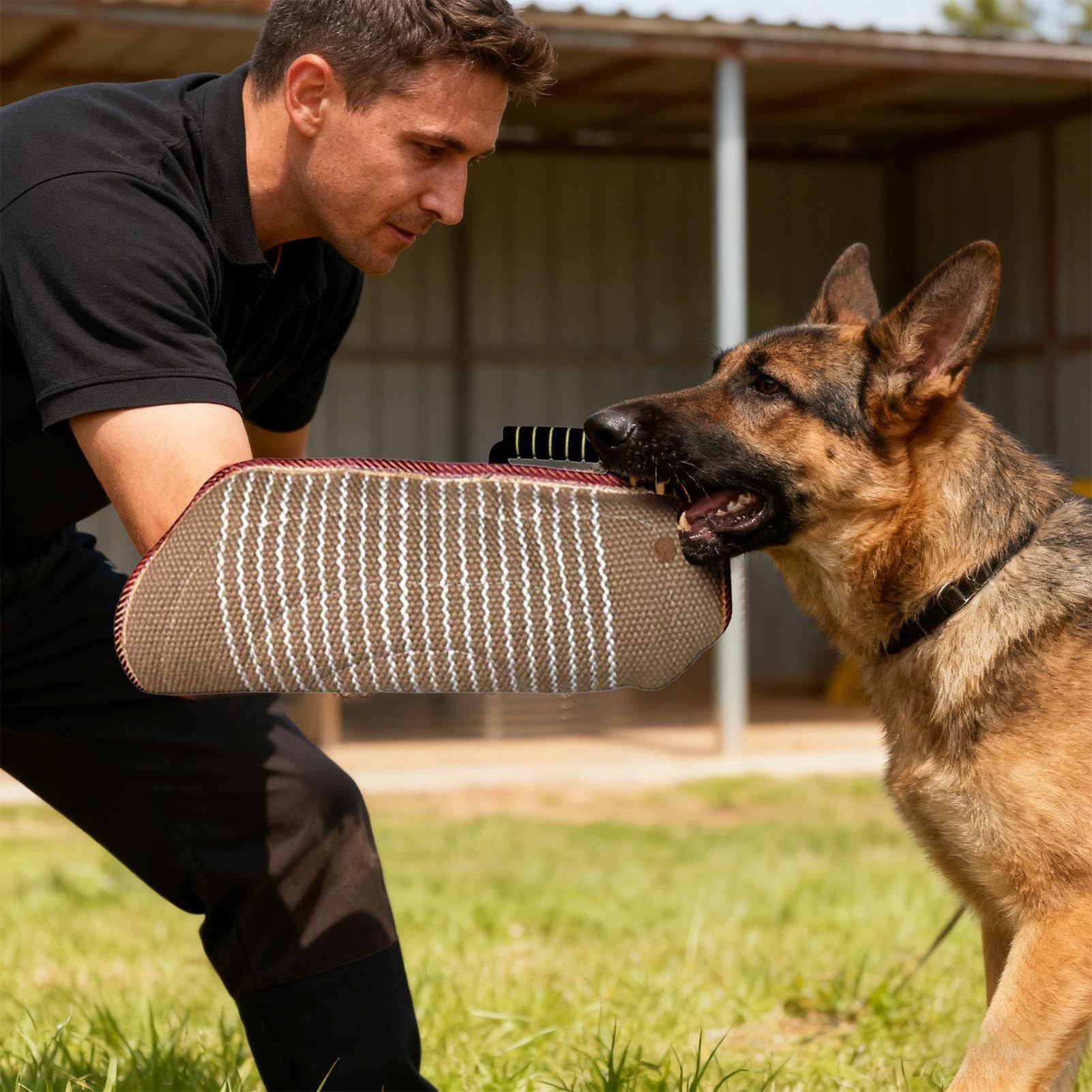 Manga mordida para perro, equipo de entrenamiento para mordeduras de cachorros, juguete de protección de brazos con yute fuerte, organizador de agarre seguro con mango cómodo, suministros para jardín