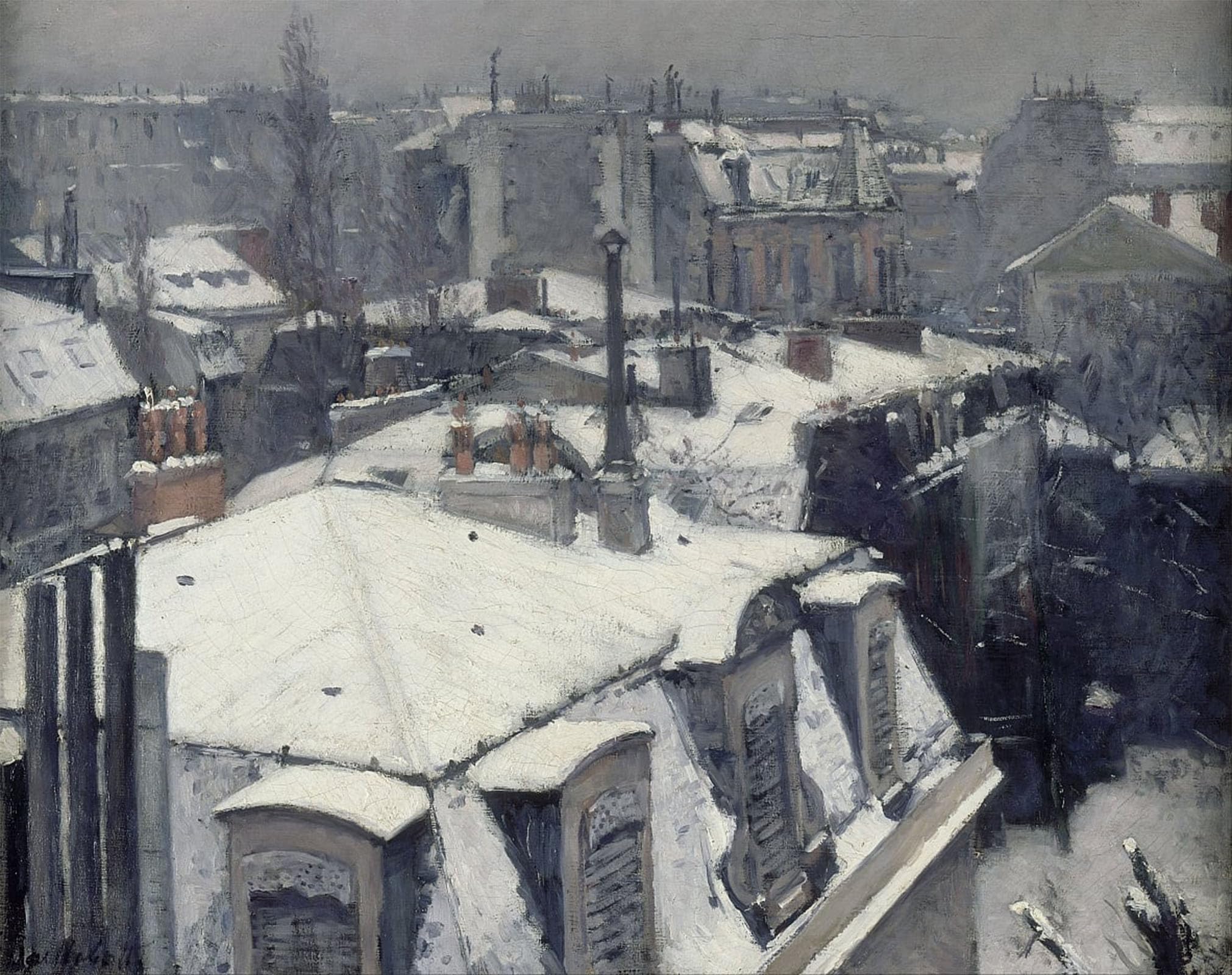 POSTERIIk Famous Animal Posters Vintage Picture Rooftops in the Snow by Gustave Caillebotte Modern Wall Decor for Home Decor 60x90cm
