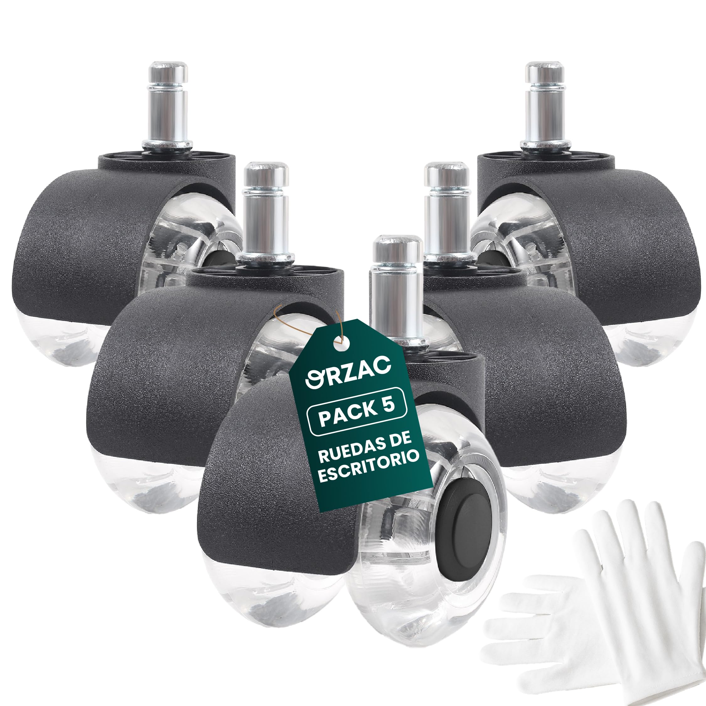 Office Chair Wheels 10/22 mm – Set of 5 Double Polyurethane Silent Wheels – Wheels for Delicate Floors