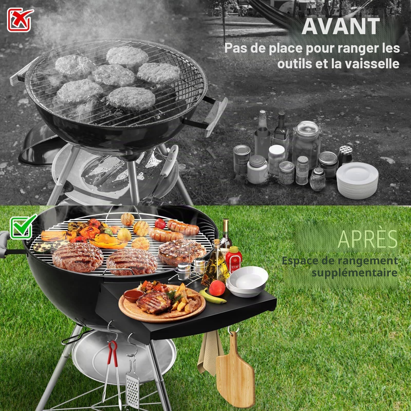 Étagère de table pour barbecue Weber Kettle Grills 57 cm Étagère Master Touch 57 cm Accessoires Premium Original Charbon Grills 55,9 cm