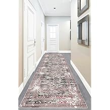 Pelangi Osmanl  Motifler Desenli Dijital Bask  Y kanabilir Modern Salon Hal s  ve Yolluk, Gri-Bordo 100 x 300, 95558841003007