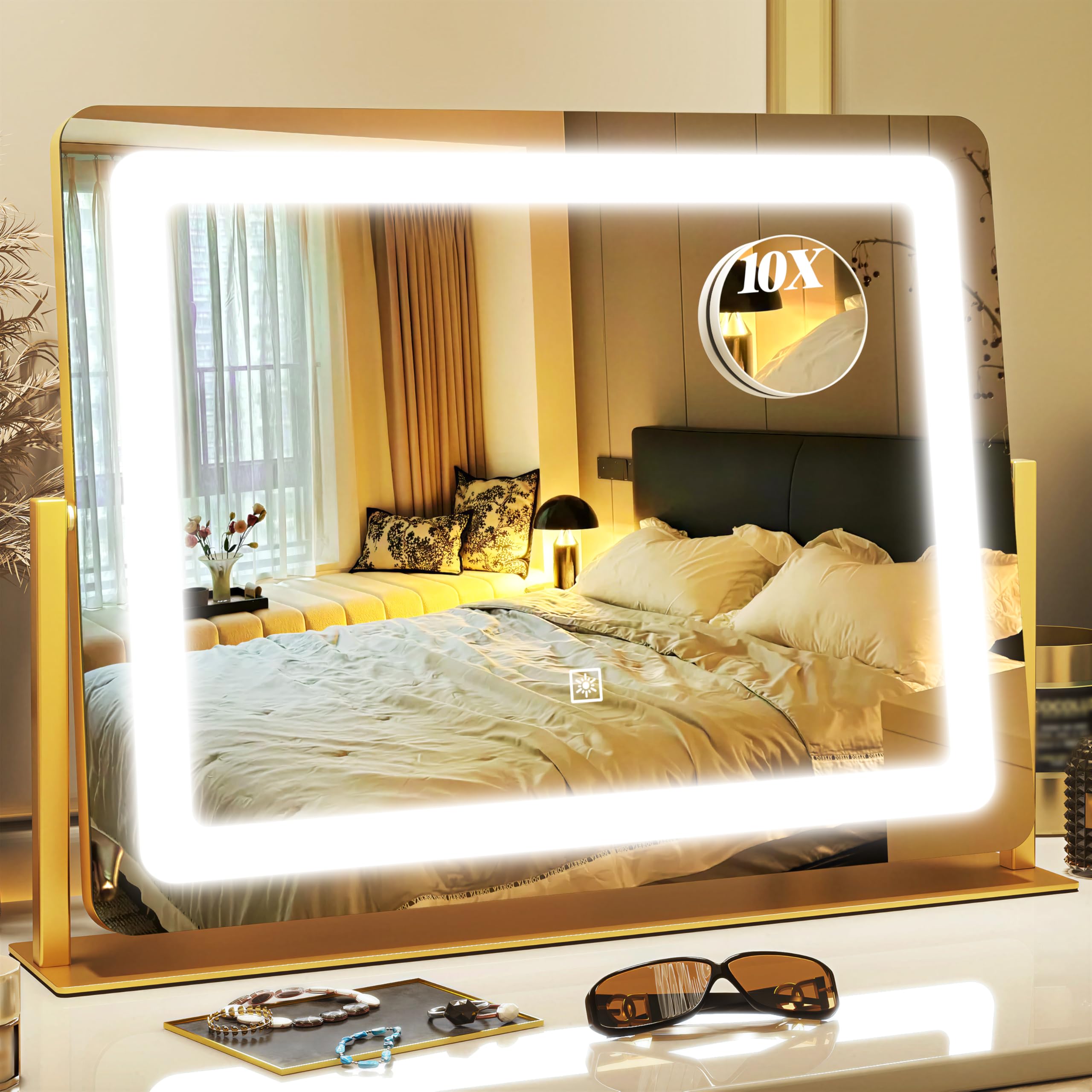 View 1 of 17"x 22" Vanity Mirror with, Makeup Mirror with Light ? 10x Magnification