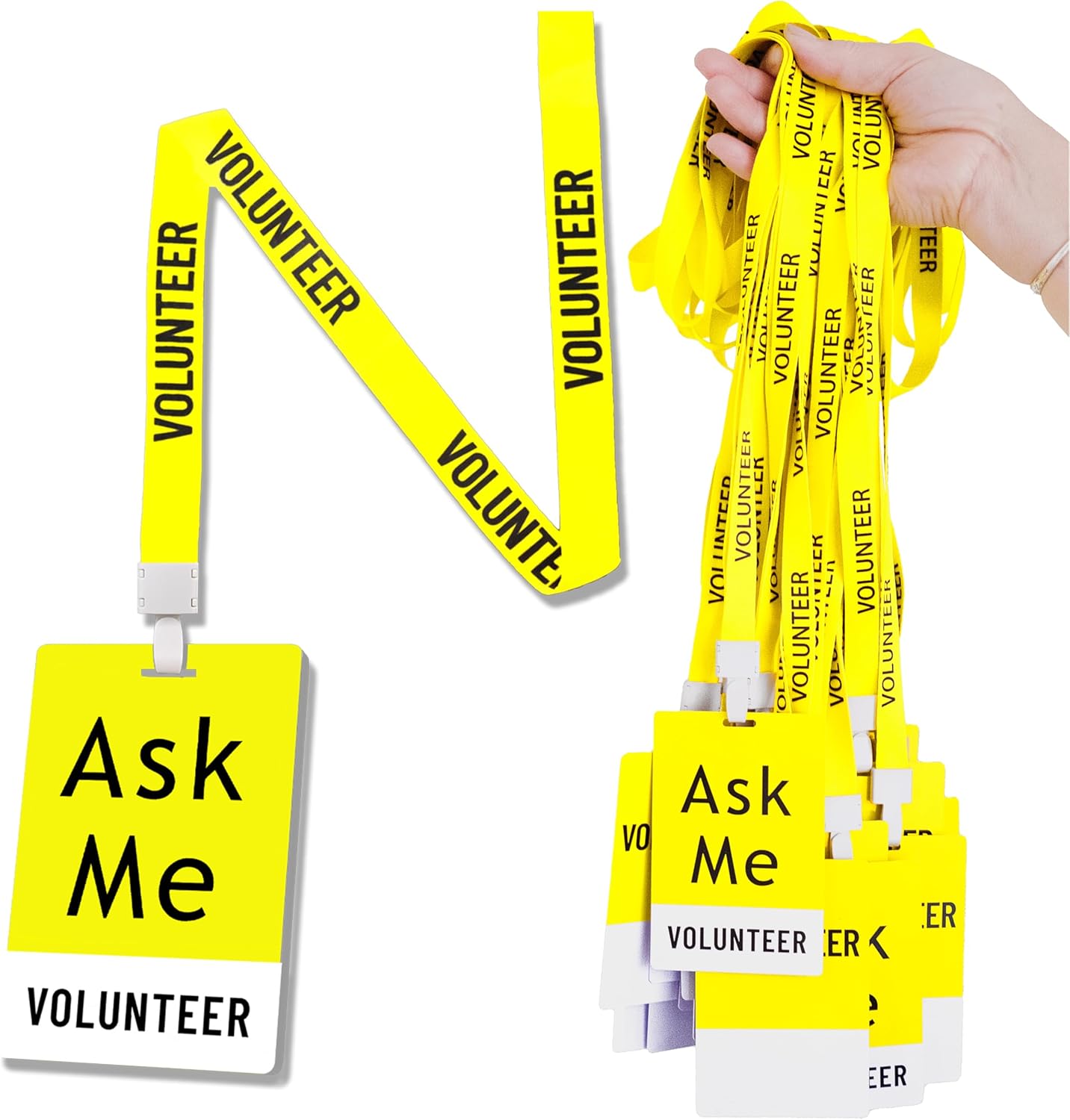 50 Sets PVC Volunteer Badge lanyards and Plastic Pass Cards,Perfect for School Volunteer,Breakaway Concerts Volunteer, Fundraising, ensuring a and Functional Solution for Event Organizers.