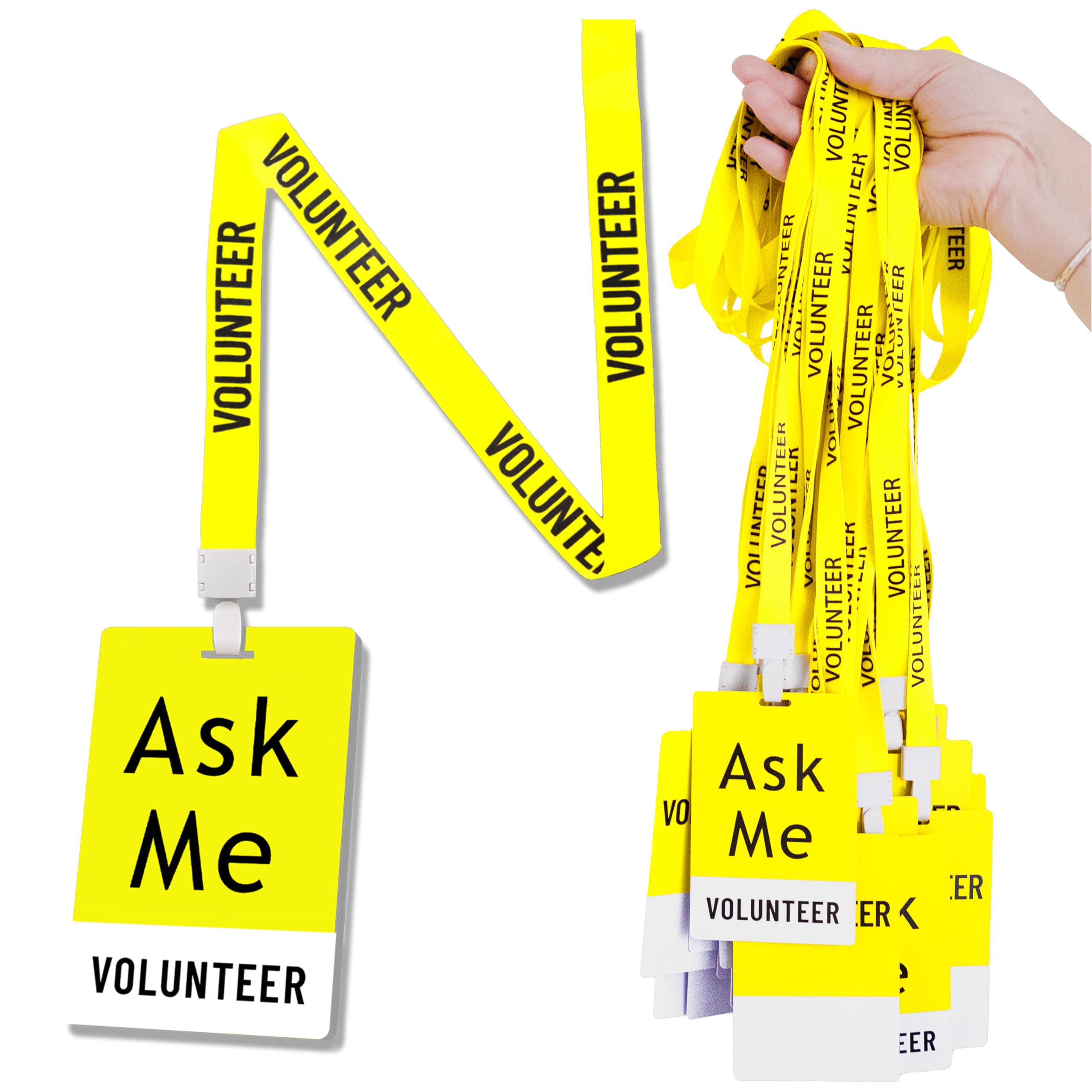 25 Sets PVC Volunteer Badge lanyards and Plastic Pass Cards,Perfect for School Volunteer,Breakaway Concerts Volunteer, Fundraising, ensuring a and
