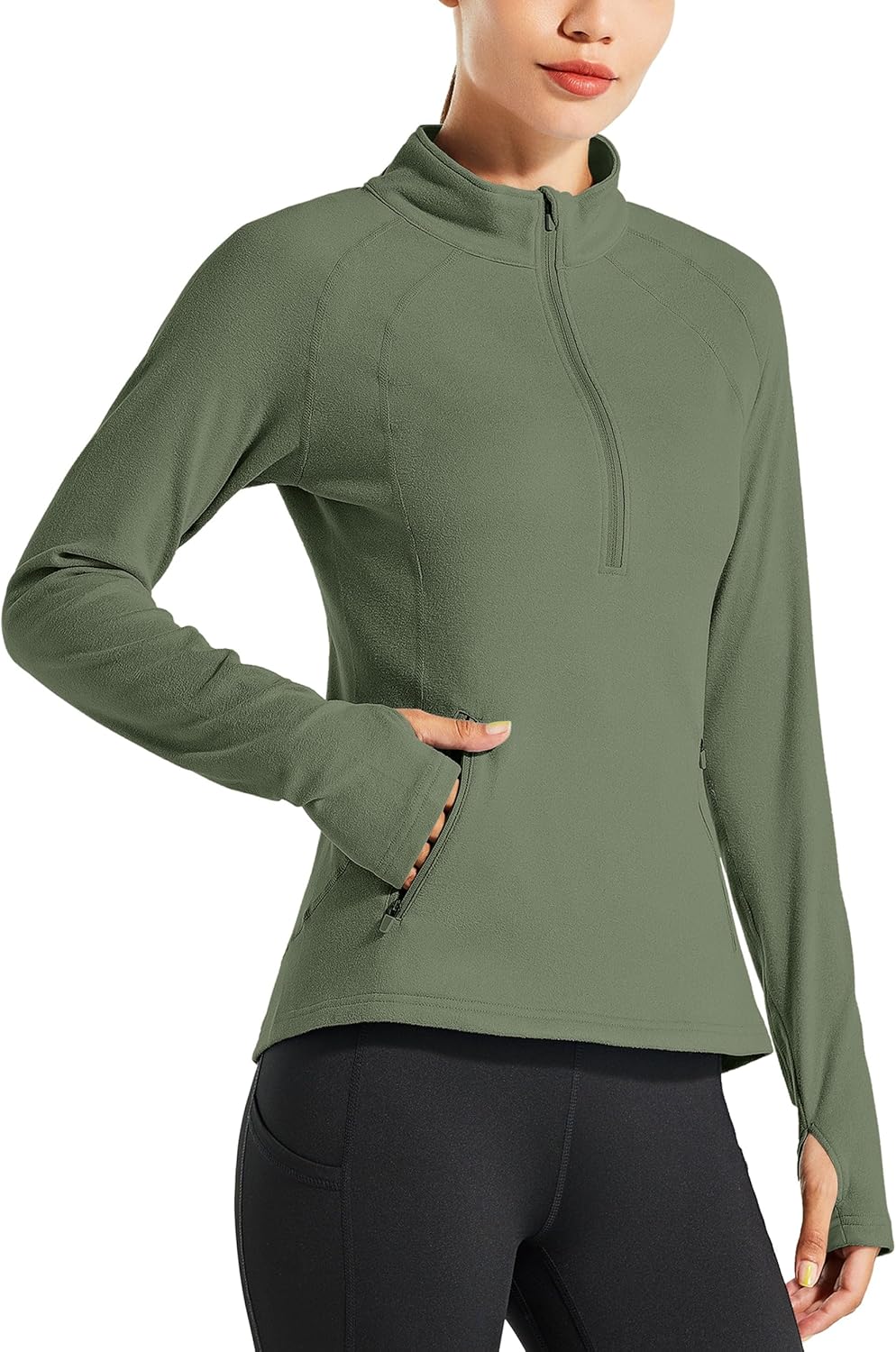 Willit Women's Fleece Running Jacket Pullover Thermal Equestrian Shirt Golf Shirt Long Sleeve Half Zip Exercise Winter Gear - Image 2