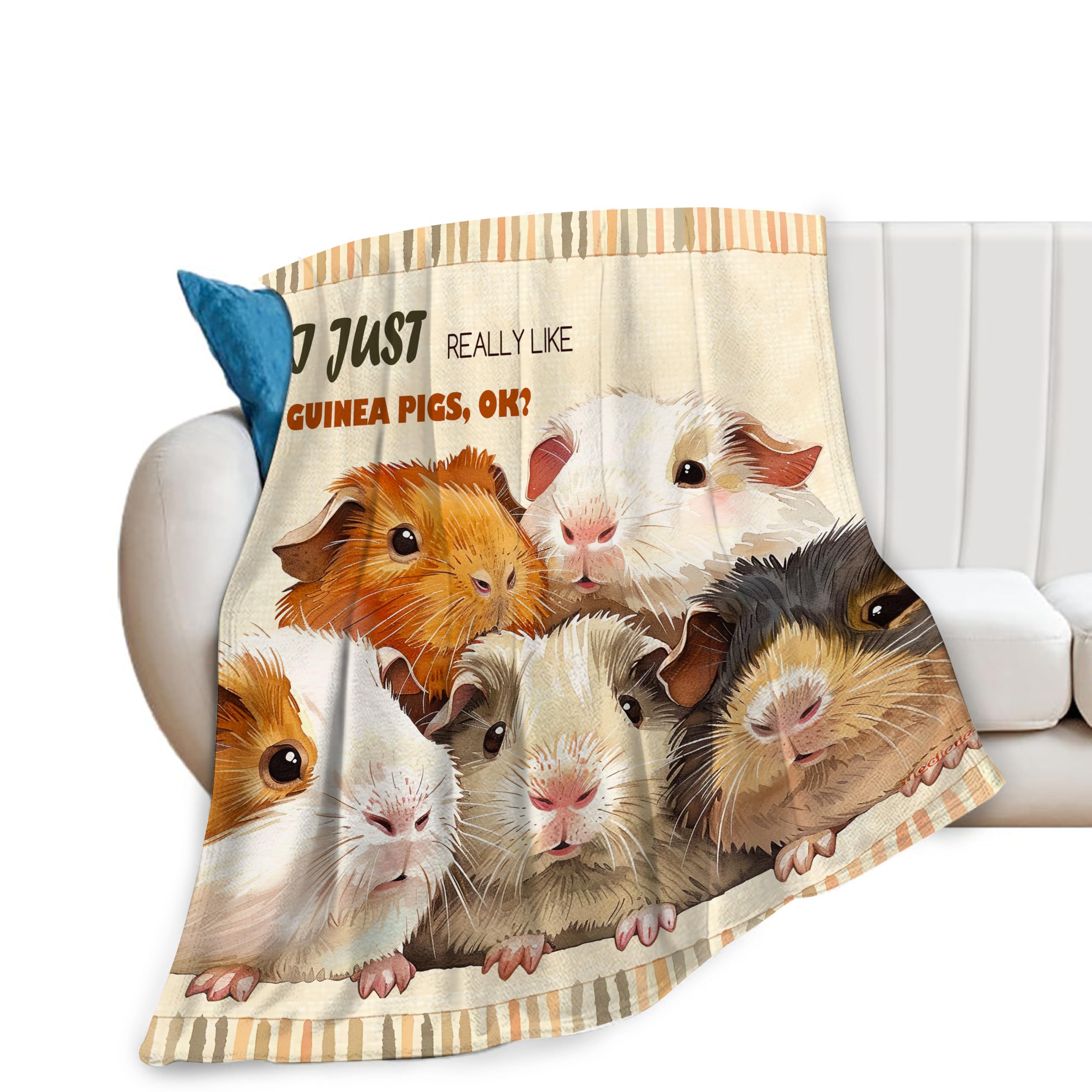 Dollffey Girls Five Cute Guinea Pig Guinea Pig Decor Throw Blanket - Super Warm Soft Plush Lightweight Fleece Flannel Cute Animals Blanket Gifts For Guinea Lovers Boys Women Men For Winter Couch Bedding 40"X50"