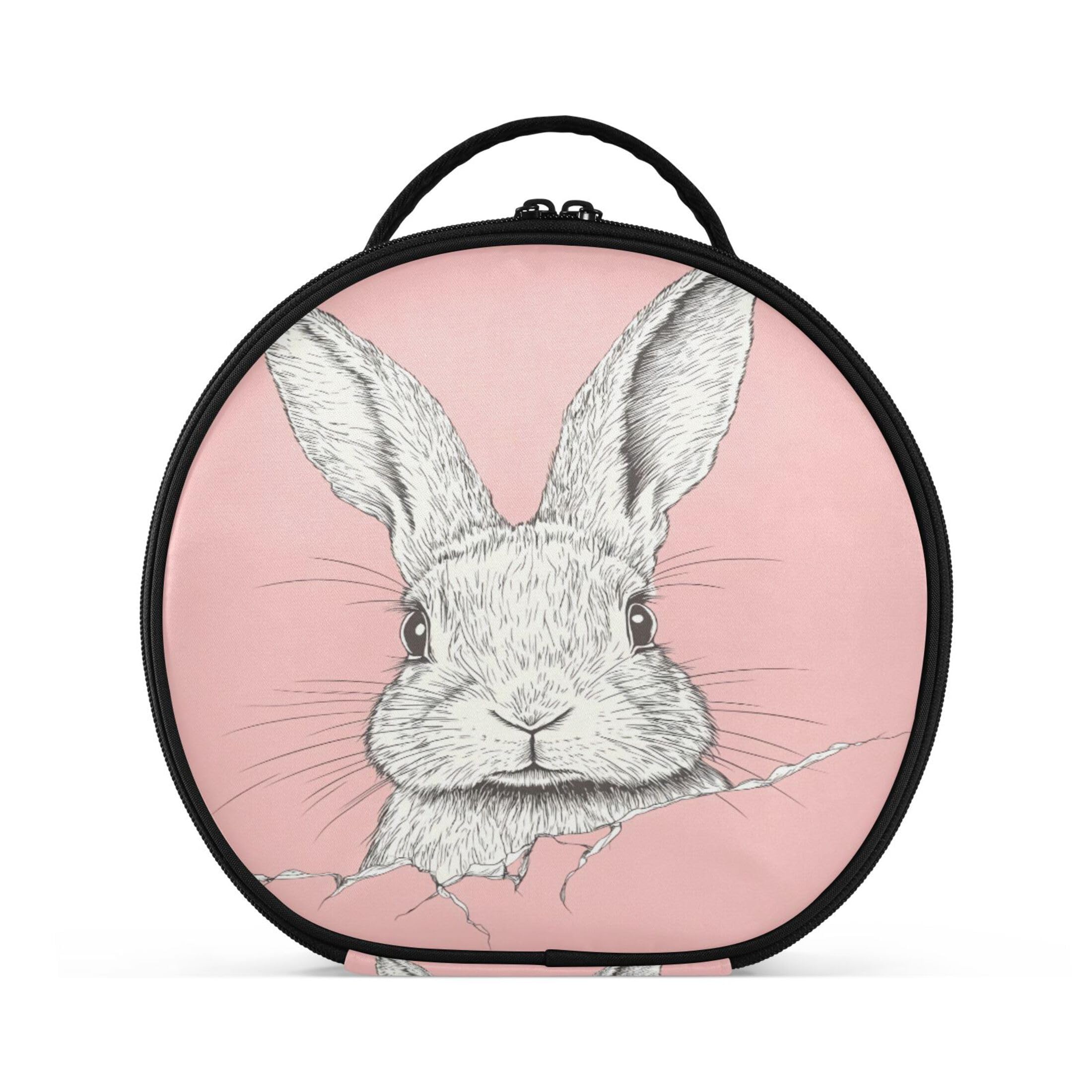 Takiito Rabbit Peeks From Torn Paper Travel Makeup Case Portable Makeup Box Artist Cosmetic Case Organizer With Adjustable Dividers