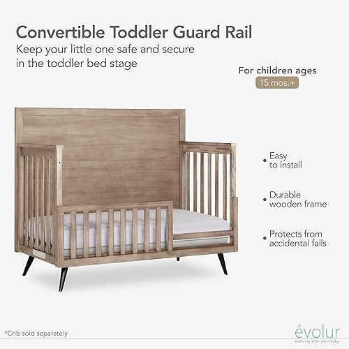 Miniatura 6 de Evolur Kyoto - Riel de guardia convertible para cuna para niños pequeños, montaje completo, calidad duradera