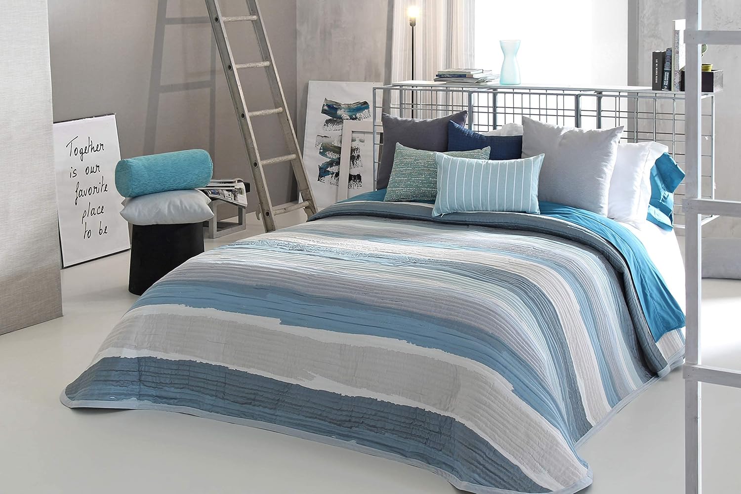Reig Martí Colcha Azul Cama 90 cm Marea