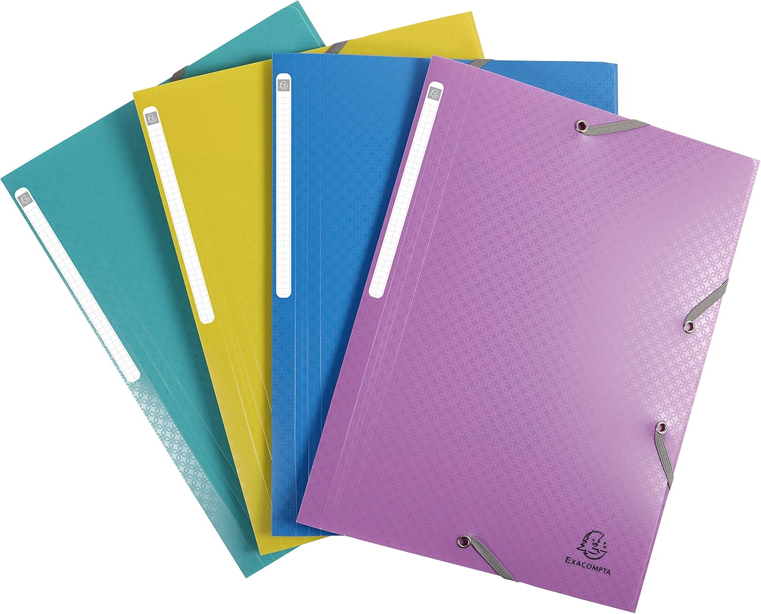 Exacompta - Ref 55190E - Forever Young Collection - Elasticated 3 Flap Folders - 240 x 320mm in Size, Suitable for A4 Documents - Assorted Colours (Pack of 4)
