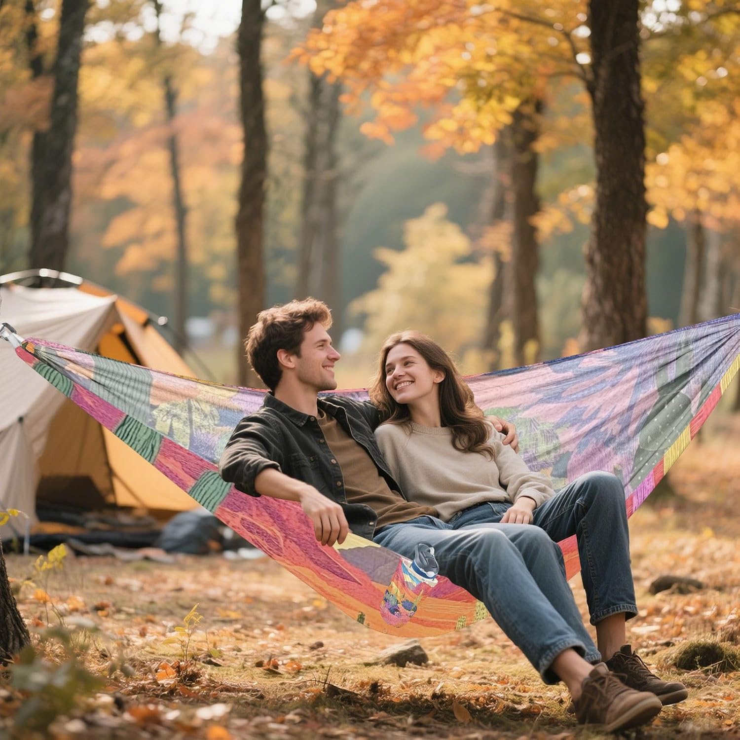 Desert with Cactus Blooming Flowers Hammocks with Tree Straps Rope Hammock for Camping Travel Accessories