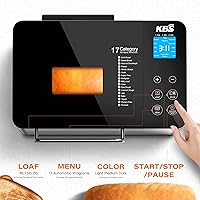 Vista 2 de KBS Pro 710W 2LB Bread Maker, Stainless Steel 17-in-1 Smart Bread Machine with Healthy Ceramic Pan, Automatic Nut Dispenser, Tempered Glass Touch