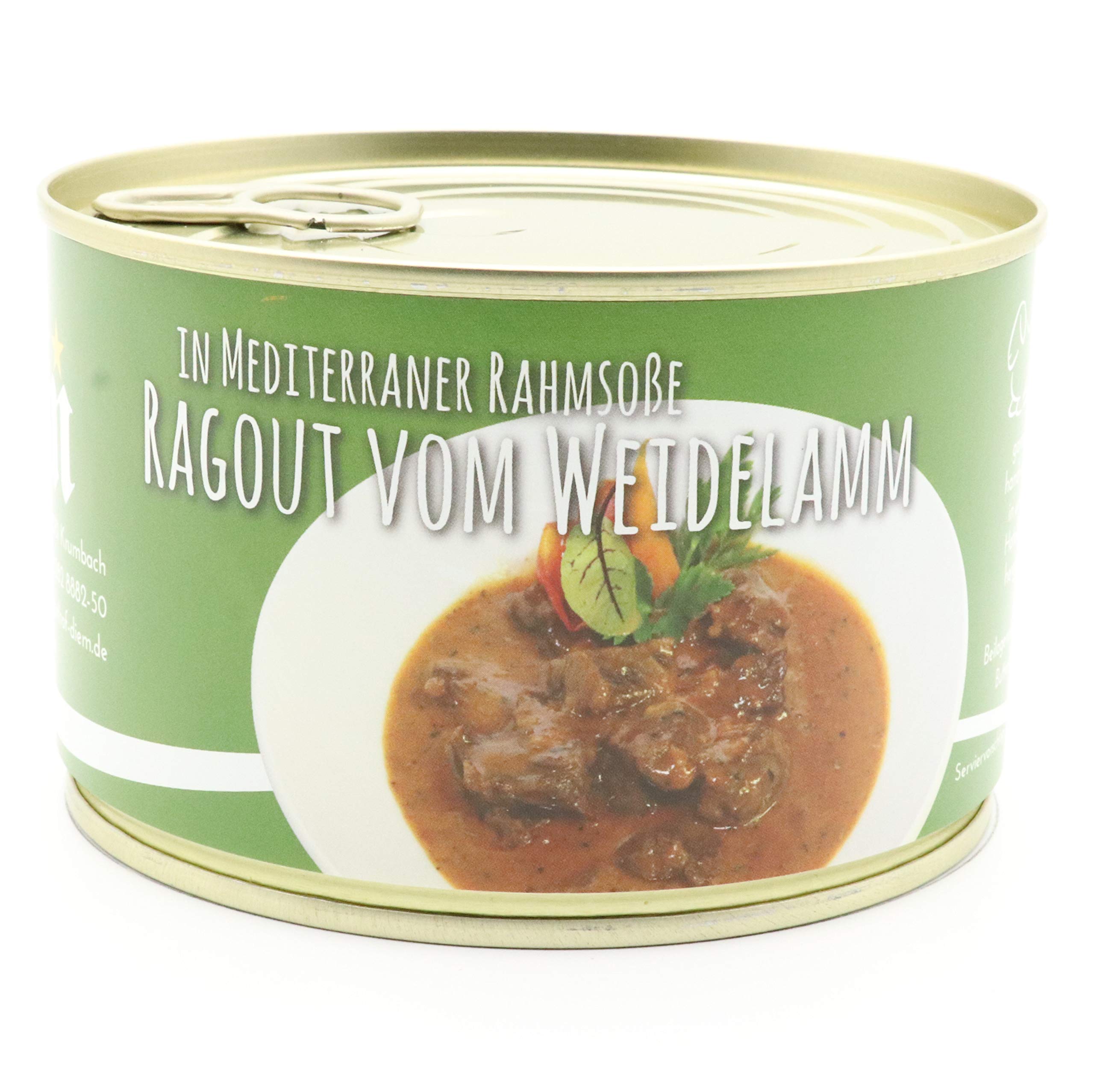 Diem Lamm Paket - Geschenkset, Feinkost, Gourmet- (2 x Lammeintopf / Irish Steh, 2 x Lammragout ,1 x Lammbraten) 5 x 400g Konserve - Dose - Konserve - Langes MhD