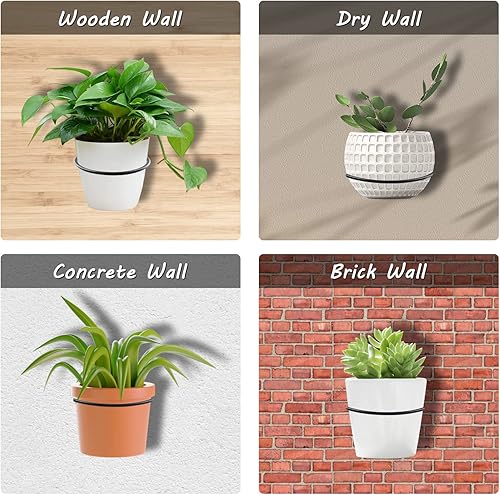 Miniatura 7 de Paquete de 2 anillos para macetas de 8 pulgadas (203 mm), juego de anillos para macetas montados en la pared, colgador de plantas de metal montado