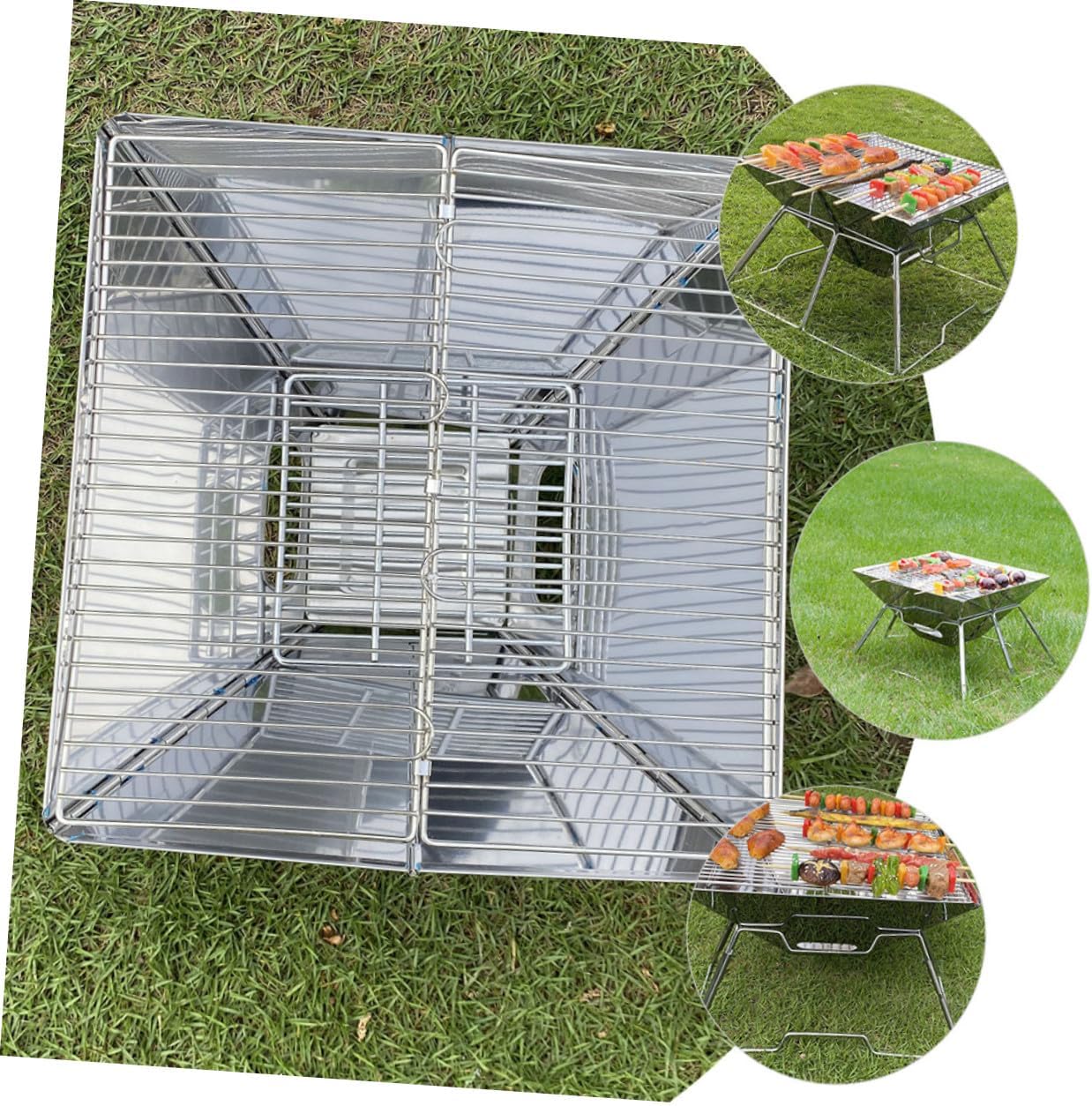 BESPORTBLE Portable Barbecue Grill Folding Camping Grill Rack Wear-resistant Steel Outdoor Bbq Accessory for Travel and Picnic