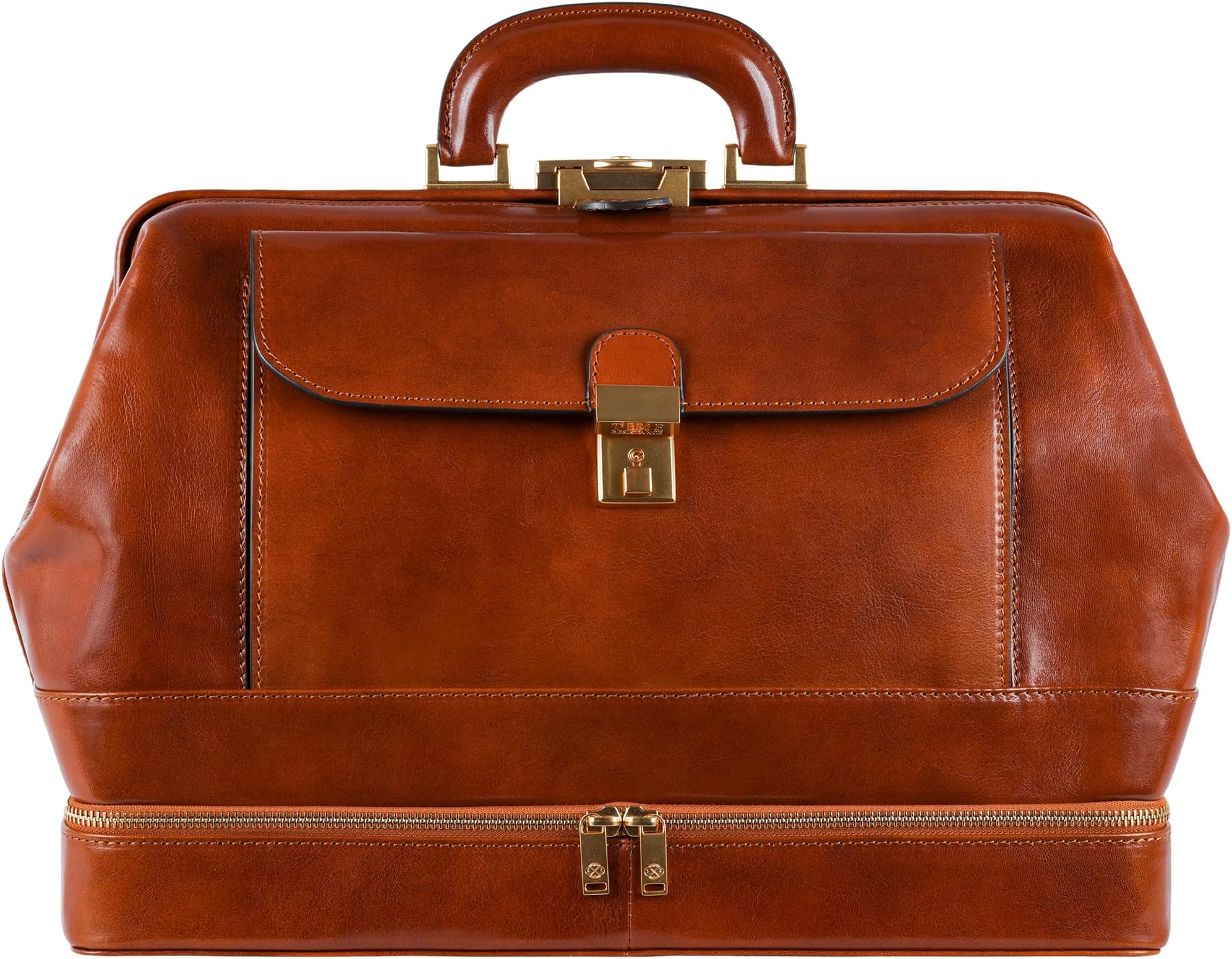 Leather Doctor Bag - Italian Handmade Medical Bag - Vintage Style Leather Handbag - Leather Briefcase for Men and Women - Top Handle Gladstone Bag