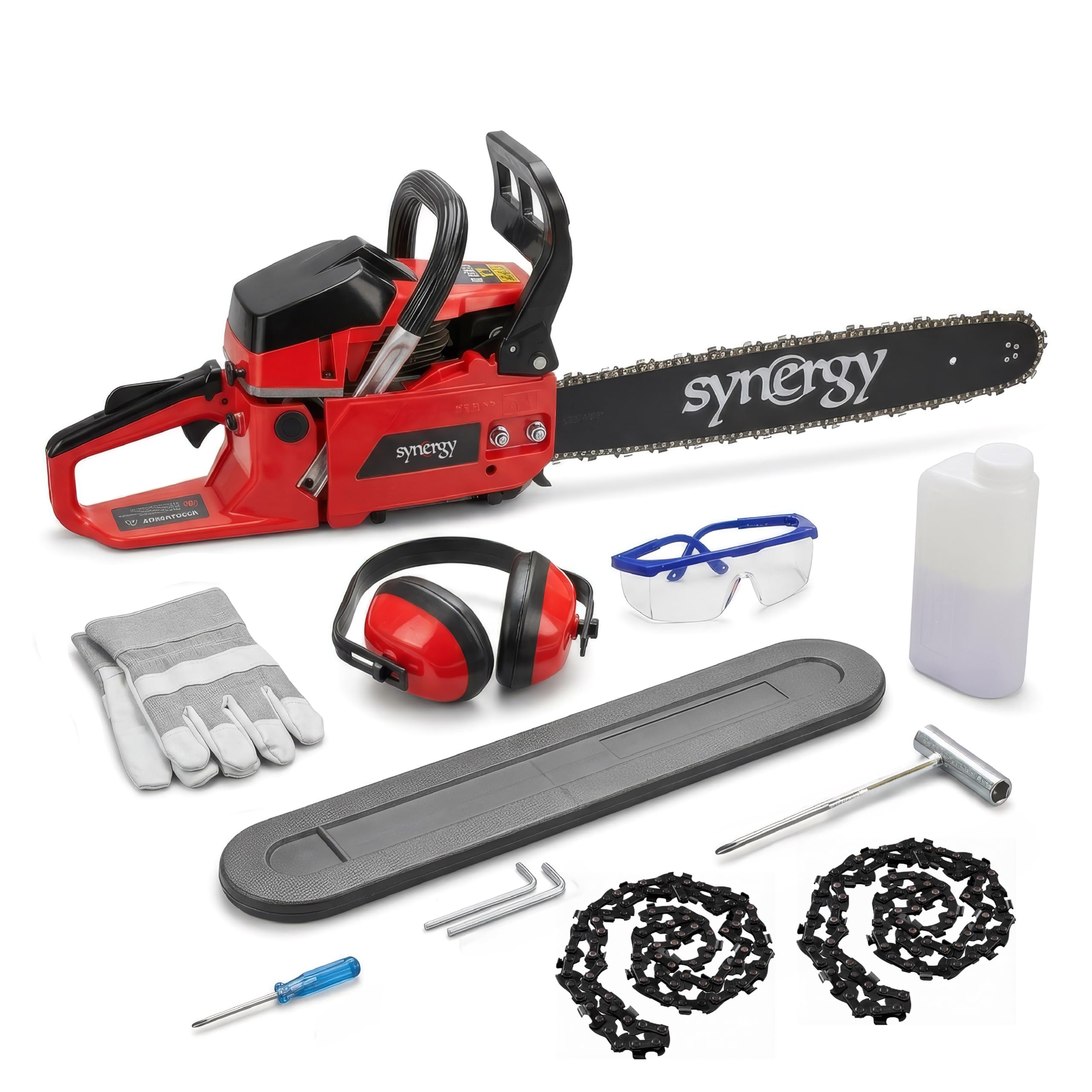 Synergy Motosierra Gasolina 65cc 3,9CV – Espada 50cm (Motosierra Gasolina 65cc 3,9CV + 2 Cadenas)