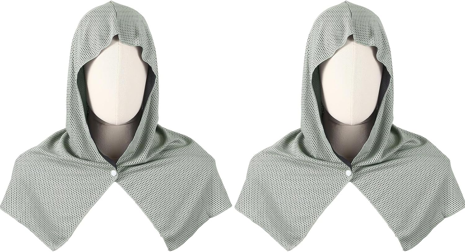 Cooling Hoodie Towel, Cooling Towels for Neck and Face Sun Protection Instant Cool Hoodie 2 Pack & Fluorescent Green-Fitting for(Sport/Camping/Work Out/Hot Weather)