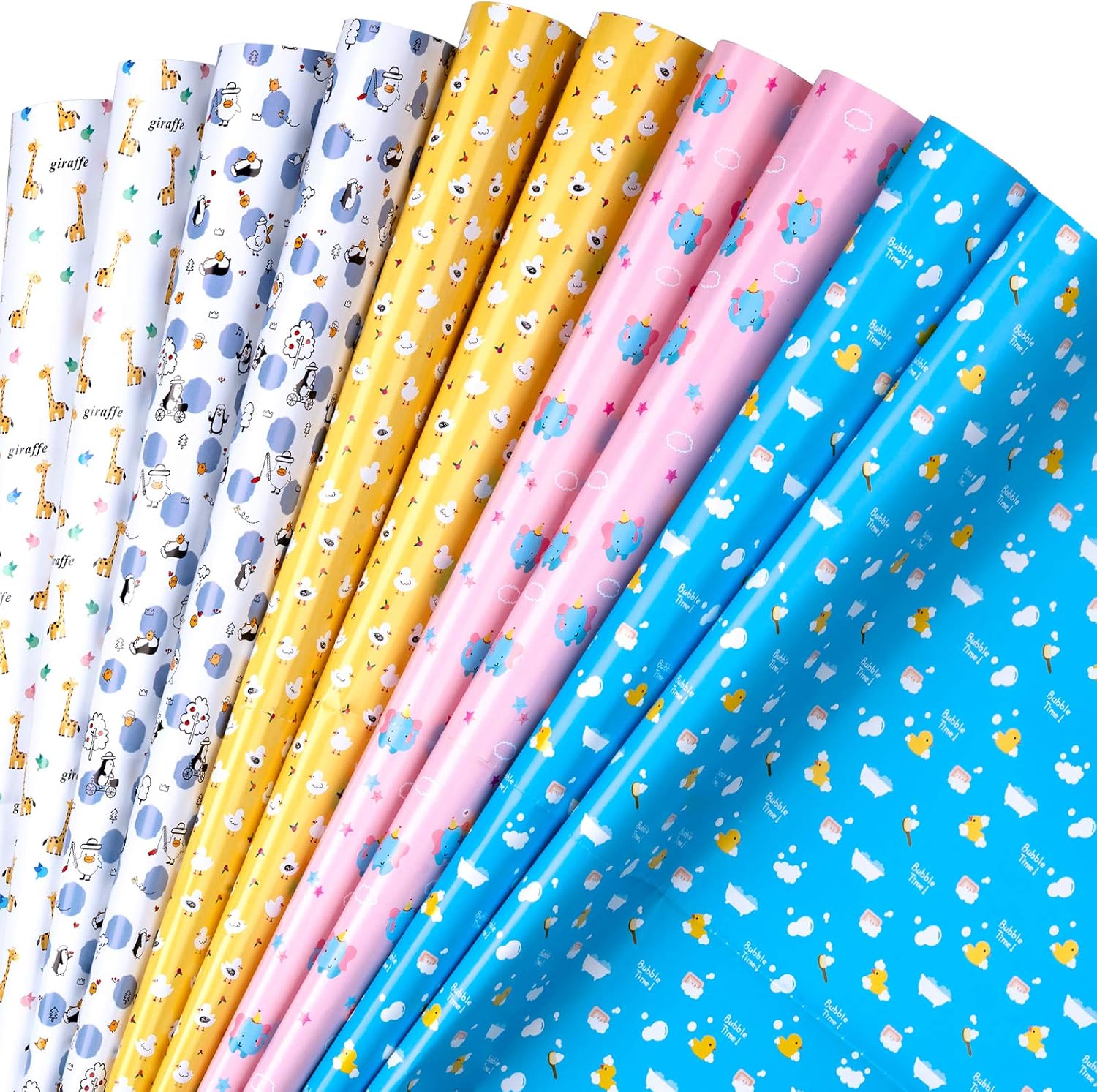 MAYPLUSS Wrapping Paper Sheet - Folded Flat - 10 Sheets - 5 Different Animal Design (37.4 sq.ft.TTL.) - 19.6 inch X 27.5 inch Per Sheet