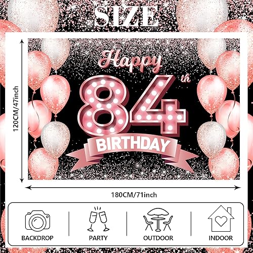 Vista 451 de Happy 21st Birthday Rose Gold Banner Backdrop Cheers to 21 Years Old Confetti Balloons Theme Decor Decorations for Women 21 Years Old Pink Birthday