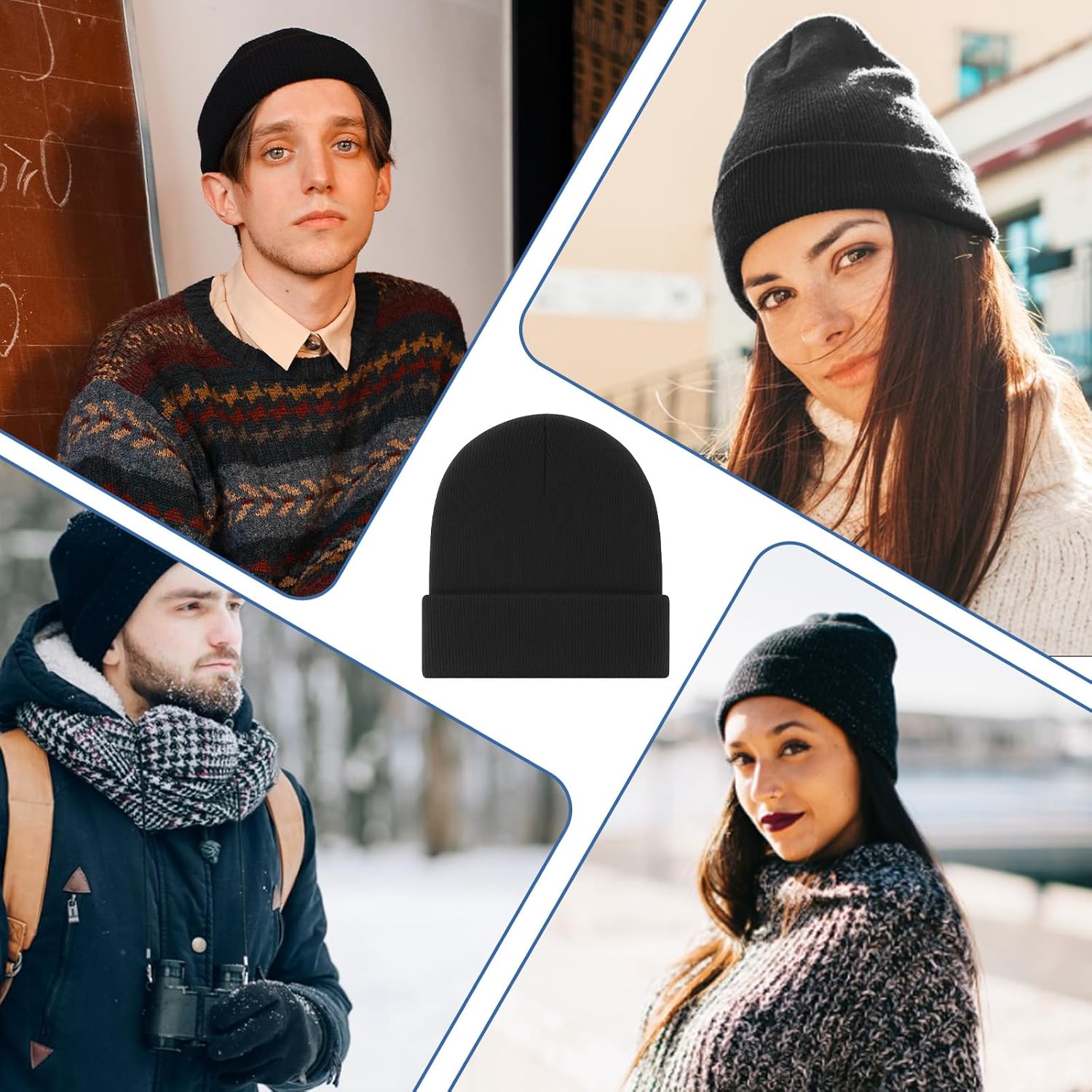 25 Pack Winter Hats, Unisex Thermal Winter Hat, Warm Cozy Knitted Cuffed Skull Cap, Bulk Bundle Black - Image 6