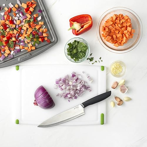 Vista 15 de GoodCook Touch - Cuchillo Santoku de 7 pulgadas, acero de alto carbono, agarre cómodo antideslizante, hoja de cuchillo con hoyuelos para cortar